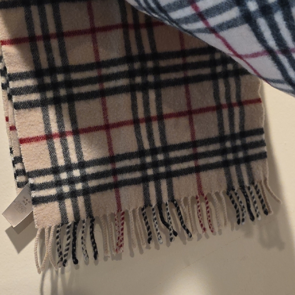Burberry Plaid Wool Scarf in Red, Black, and Cream - Picture 8 of 8